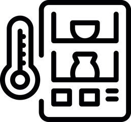 Poster - Smart refrigerator controlling temperature with digital display showing food inside