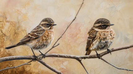 Canvas Print - Female Portraits of Stonechat species