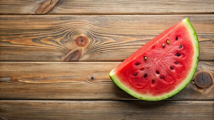 Canvas Print - Slice of watermelon on wooden background, watermelon, slice, fruit, wooden, background, summer, refreshing, healthy, food, snack, juicy