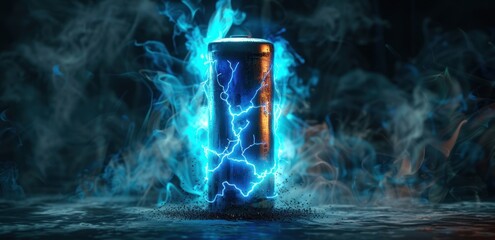 Wall Mural - Electric Battery Charging With Blue Smoke and Sparks