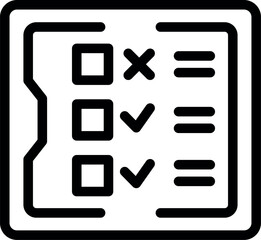 Poster - Simple black and white icon of a survey form being filled out, with checkmarks and crosses indicating responses