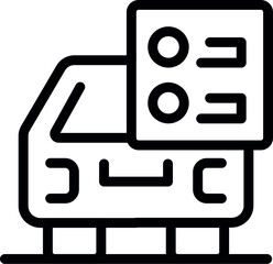 Poster - Line icon representing a self driving vehicle using ai for navigation and decision making