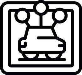 Poster - Line icon of a car with gps signals, representing a smart parking system