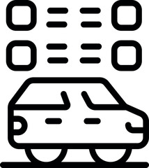 Poster - Line art illustration of a self driving car following the lines on the road