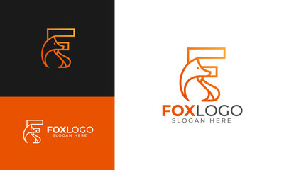 Wall Mural - Letter F Fox Template Logo