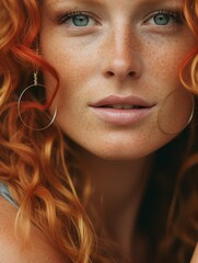 Sticker - a close up of a woman with freckles on her face