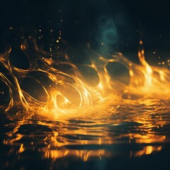 Wall Mural - a close up of fire and water on a dark background