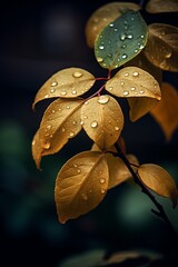 Wall Mural - a close up of leaves with water droplets on them