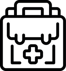 Poster - Black outline icon of a first aid kit, symbolizing emergency medical care and preparedness