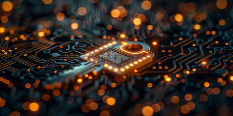 Key icon on digital circuit board background. Digital security and data protection concept.  