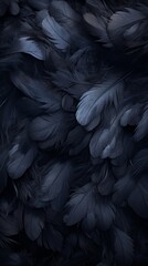 Wall Mural - a dark background with many black feathers