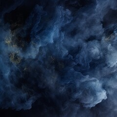 Wall Mural - a dark blue smoke cloud on a black background