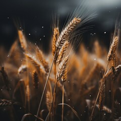 Wall Mural - a field of wheat is shown in front of a dark sky