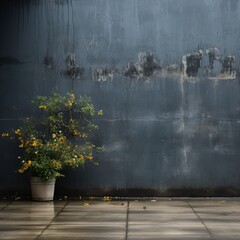 Wall Mural - a potted plant in front of a blue wall