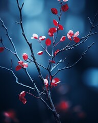 Wall Mural - a tree branch with red leaves on it