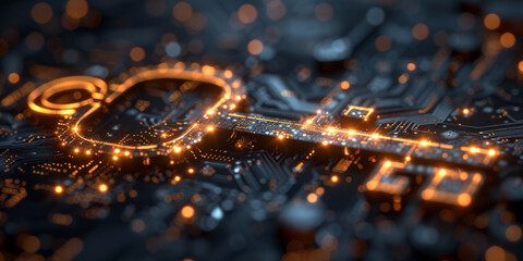 Abstract key on a black background. Cyber security concept.  