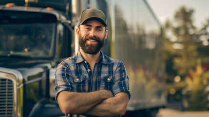 Poster - Portrait of a hendsome truck driver man smiling