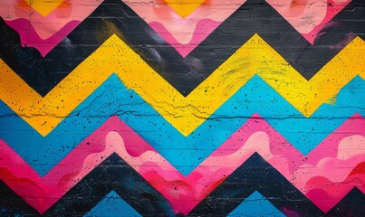 Wall Mural - Abstract pop art zigzags with bright colors