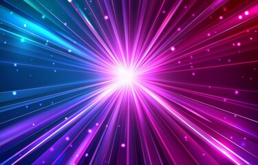Poster - blue and purple neon light rays background vector presentation.
