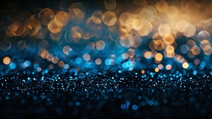 Wall Mural - Abstract Blue and Gold Glitter Bokeh Background