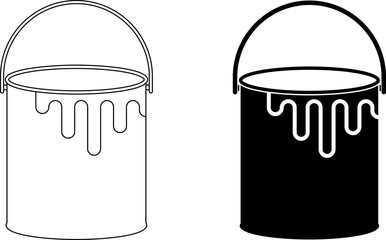 Poster - side view paint can icon set