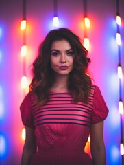 Poster - a woman standing in front of colorful lights