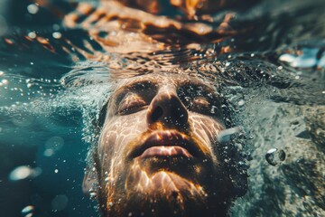 Wall Mural - Mental Health, inner peace, underwater camera, waterproof lens, daytime, underwater exploration, underwater film, tranquil, underwater lighting