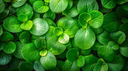 Wall Mural - Bright green clover leaves, representing luck and growth in nature