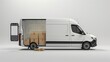 © ladaz - Delivery Van with Packages, White, Open Back Doors