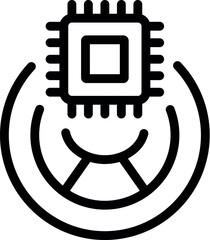 Poster - Bold line icon representing a microchip connecting to a wireless network, symbolizing smart technology and connectivity