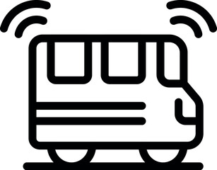 Poster - Line art icon of a self driving bus using wireless technology for autonomous driving