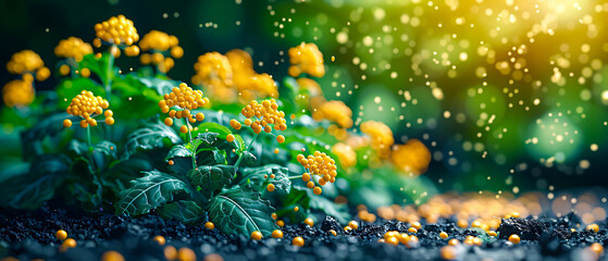 Poster - Close-up of vibrant flowers blooming in a sunny field, showcasing natures beauty