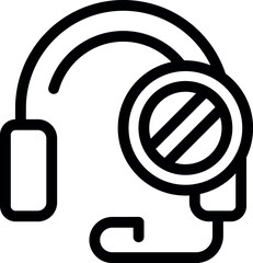 Poster - Simple line icon of a headset with its microphone in mute mode, symbolizing the concept of silence