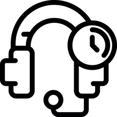 Poster - Line art icon of a headset with a clock, depicting time dedicated to assisting customers