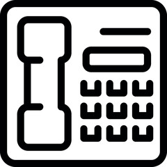 Poster - Black and white icon of an office phone showing the concept of communication