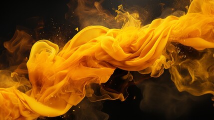 Poster - an abstract image of yellow smoke on a black background