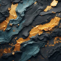 Wall Mural - an abstract painting with gold and black paint