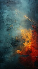 Wall Mural - an abstract painting with orange and blue colors