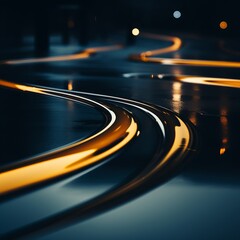 Sticker - an abstract photograph of a road at night