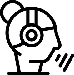 Poster - Line art icon of a call center operator speaking while wearing a headset