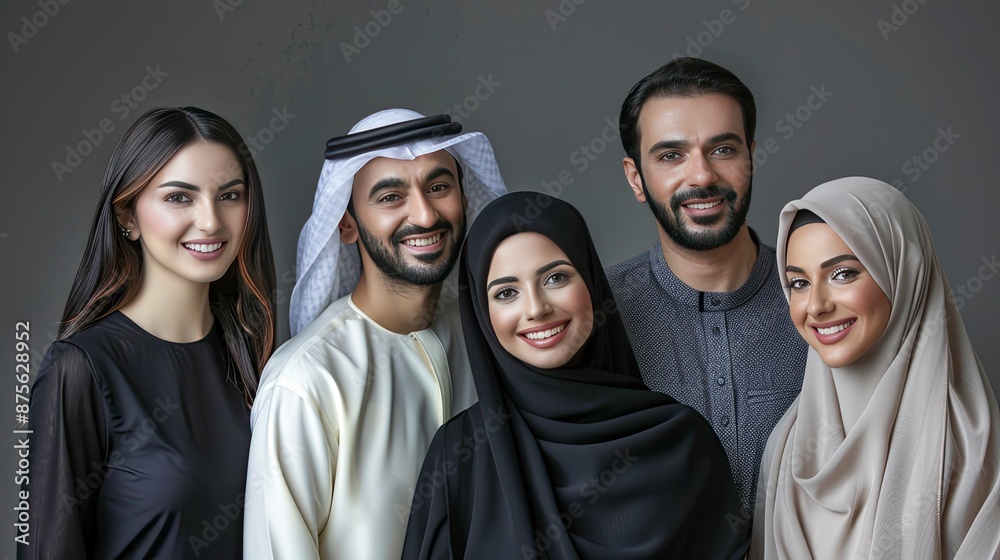 Beautiful arab middle-eastern women with traditional abaya dress and