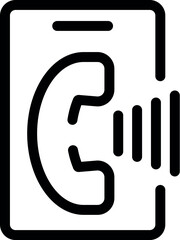 Poster - Bold, simple icon of a smartphone receiving an incoming call, with soundwaves emanating from the earpiece