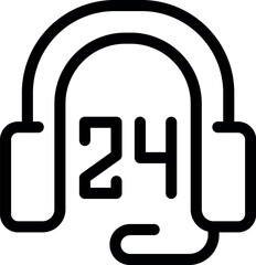 Poster - Headset showing 24 hours for 247 online support availability concept