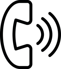 Poster - Simple phone icon is emitting sound waves, symbolizing communication