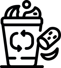 Poster - Line icon of a recycling bin with organic waste inside, promoting responsible disposal and environmental awareness
