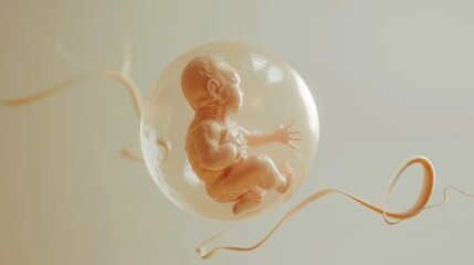 Wall Mural - A surreal image of a sperm cell morphing into a human baby