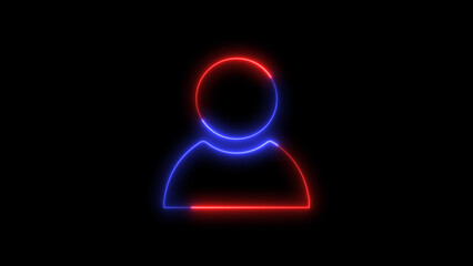 Neon Profile icon. glowing user icon. people head silhouettes