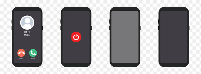 Phone call screen interface collection. Mobile phone display. Vector illustration.