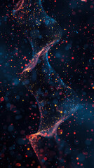 Poster - A colorful, swirling mass of light and dark blue and red. The image is a representation of a spiral galaxy, with the blue and red colors representing the stars