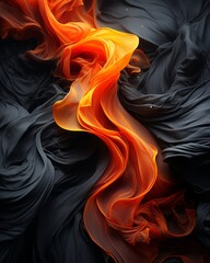 Wall Mural - an orange and black swirl on a black background